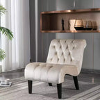 Velvet Accent Chair with Wooden Legs