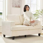 Divano Sezionale Loveseat in Ciniglia da 142,2 cm con Cuscini a Molle Insacchettate e Piedini in Legno Massello, 2 Posti
