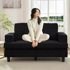 Divano Sezionale Loveseat in Ciniglia da 142,2 cm con Cuscini a Molle Insacchettate e Piedini in Legno Massello, 2 Posti
