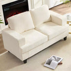 Divano Sezionale Loveseat in Ciniglia da 142,2 cm con Cuscini a Molle Insacchettate e Piedini in Legno Massello, 2 Posti
