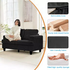Divano Sezionale Loveseat in Ciniglia da 142,2 cm con Cuscini a Molle Insacchettate e Piedini in Legno Massello, 2 Posti