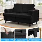 Divano Sezionale Loveseat in Ciniglia da 142,2 cm con Cuscini a Molle Insacchettate e Piedini in Legno Massello, 2 Posti