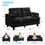 Divano Sezionale Loveseat in Ciniglia da 142,2 cm con Cuscini a Molle Insacchettate e Piedini in Legno Massello, 2 Posti