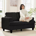 Divano Sezionale Loveseat in Ciniglia da 142,2 cm con Cuscini a Molle Insacchettate e Piedini in Legno Massello, 2 Posti