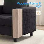 Divano Sezionale Loveseat in Ciniglia da 142,2 cm con Cuscini a Molle Insacchettate e Piedini in Legno Massello, 2 Posti