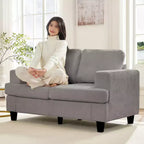 Divano Sezionale Loveseat in Ciniglia da 142,2 cm con Cuscini a Molle Insacchettate e Piedini in Legno Massello, 2 Posti