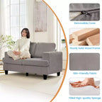 Divano Sezionale Loveseat in Ciniglia da 142,2 cm con Cuscini a Molle Insacchettate e Piedini in Legno Massello, 2 Posti