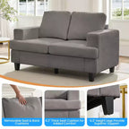 Divano Sezionale Loveseat in Ciniglia da 142,2 cm con Cuscini a Molle Insacchettate e Piedini in Legno Massello, 2 Posti