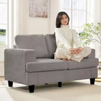 Divano Sezionale Loveseat in Ciniglia da 142,2 cm con Cuscini a Molle Insacchettate e Piedini in Legno Massello, 2 Posti