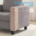 Divano Sezionale Loveseat in Ciniglia da 142,2 cm con Cuscini a Molle Insacchettate e Piedini in Legno Massello, 2 Posti