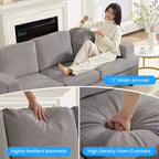 Divano Sezionale Loveseat in Ciniglia da 142,2 cm con Cuscini a Molle Insacchettate e Piedini in Legno Massello, 2 Posti
