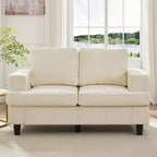 Divano Sezionale Loveseat in Ciniglia da 142,2 cm con Cuscini a Molle Insacchettate e Piedini in Legno Massello, 2 Posti