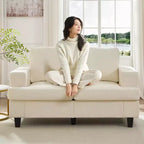 Divano Sezionale Loveseat in Ciniglia da 142,2 cm con Cuscini a Molle Insacchettate e Piedini in Legno Massello, 2 Posti