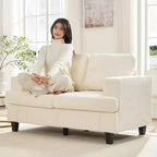 Divano Sezionale Loveseat in Ciniglia da 142,2 cm con Cuscini a Molle Insacchettate e Piedini in Legno Massello, 2 Posti
