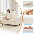 Divano Sezionale Loveseat in Ciniglia da 142,2 cm con Cuscini a Molle Insacchettate e Piedini in Legno Massello, 2 Posti
