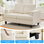 Divano Sezionale Loveseat in Ciniglia da 142,2 cm con Cuscini a Molle Insacchettate e Piedini in Legno Massello, 2 Posti