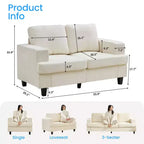 Divano Sezionale Loveseat in Ciniglia da 142,2 cm con Cuscini a Molle Insacchettate e Piedini in Legno Massello, 2 Posti