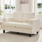 142.2 cm Chenille Loveseat Sectional Sofa with Pocket Spring Cushions and Solid Wood Legs, 2-Seater