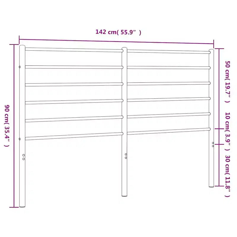 Testata del Letto in Metallo, Design Rettangolare Moderno con Intarsi Decorativi, Bianca, Misura Matrimoniale Standard