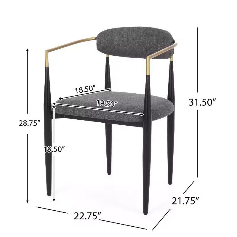 Sedie da pranzo moderne imbottite con struttura in ferro e schienale aperto a stuzzicadenti, set da 2, 57,8 L x 55,2 P x 80 A cm, portata 136 kg