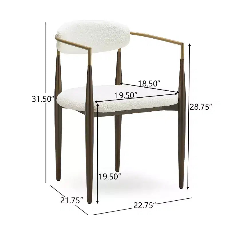 Sedie da pranzo moderne imbottite con struttura in ferro e schienale aperto a stuzzicadenti, set da 2, 57,8 L x 55,2 P x 80 A cm, portata 136 kg