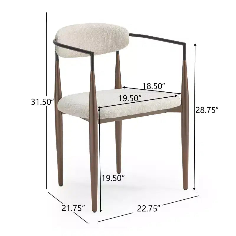 Sedie da pranzo moderne imbottite con struttura in ferro e schienale aperto a stuzzicadenti, set da 2, 57,8 L x 55,2 P x 80 A cm, portata 136 kg