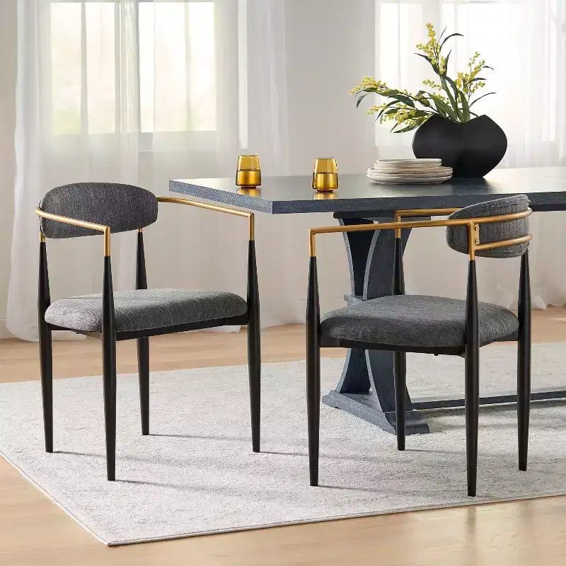 Sedie da pranzo moderne imbottite con struttura in ferro e schienale aperto a stuzzicadenti, set da 2, 57,8 L x 55,2 P x 80 A cm, portata 136 kg