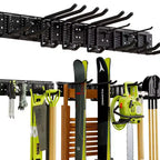 121.9 cm Wall-Mount Garden Tool Organizer with Adjustable Hooks, Rust-Resistant Metal, Black