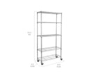 Scaffale a 5 ripiani in filo di acciaio, 91,4 cm L × 35,6 cm P × 193 cm A, 136,1 kg per ripiano, certificato NSF, con ruote e piedini di livellamento