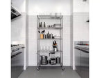 Scaffale a 5 ripiani in filo di acciaio, 91,4 cm L × 35,6 cm P × 193 cm A, 136,1 kg per ripiano, certificato NSF, con ruote e piedini di livellamento
