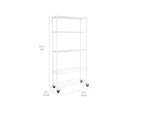 Scaffale a 5 ripiani in filo di acciaio, 91,4 cm L × 35,6 cm P × 193 cm A, 136,1 kg per ripiano, certificato NSF, con ruote e piedini di livellamento