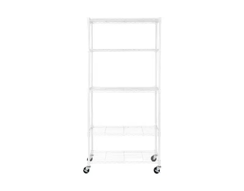 Scaffale in filo d'acciaio a 5 ripiani, 91,4 cm L x 35,6 cm P x 193 cm A, 136 kg per ripiano, certificato NSF, con ruote e piedini livellatori