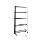 Scaffale a 5 ripiani in filo di acciaio, 91,4 cm L × 35,6 cm P × 193 cm A, 136,1 kg per ripiano, certificato NSF, con ruote e piedini di livellamento