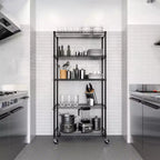 Scaffale a 5 ripiani in filo di acciaio, 91,4 cm L × 35,6 cm P × 193 cm A, 136,1 kg per ripiano, certificato NSF, con ruote e piedini di livellamento