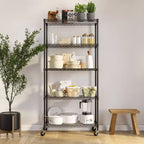 Scaffale a 5 ripiani in filo di acciaio, 91,4 cm L × 35,6 cm P × 193 cm A, 136,1 kg per ripiano, certificato NSF, con ruote e piedini di livellamento