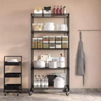 Scaffale a 5 ripiani in filo di acciaio, 91,4 cm L × 35,6 cm P × 193 cm A, 136,1 kg per ripiano, certificato NSF, con ruote e piedini di livellamento