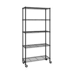 Scaffale a 5 ripiani in filo di acciaio, 91,4 cm L × 35,6 cm P × 193 cm A, 136,1 kg per ripiano, certificato NSF, con ruote e piedini di livellamento
