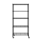 Scaffale a 5 ripiani in filo di acciaio, 91,4 cm L × 35,6 cm P × 193 cm A, 136,1 kg per ripiano, certificato NSF, con ruote e piedini di livellamento