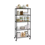 5-Tier Steel Wire Shelving Unit, 91.4 cm W × 35.6 cm D × 193 cm H, 136.1 kg per Shelf, NSF-Certified, with Wheels and Leveling Feet