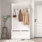 Entryway Bench with Coat Rack and Shoe Storage