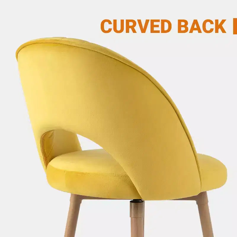 Sgabelli da bar girevoli in velluto ad altezza bancone con schienale curvo e gambe effetto legno, set da 3, seduta 44,5L x 40P cm