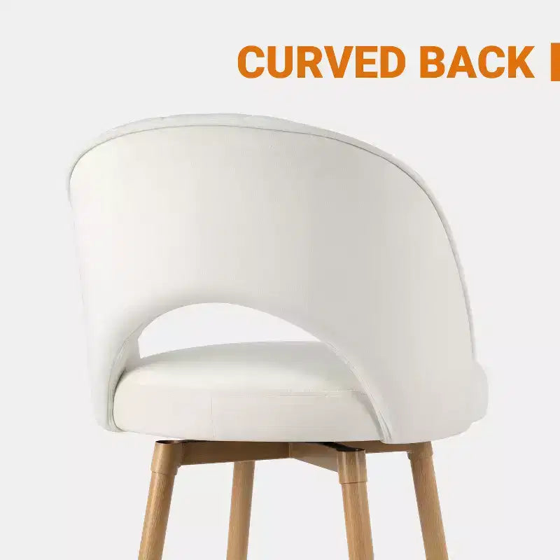 Sgabelli da bar girevoli in velluto ad altezza bancone con schienale curvo e gambe effetto legno, set da 3, seduta 44,5L x 40P cm