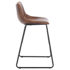 Sgabello da bancone con struttura in ferro, seduta e poggiapiedi in pelle, altezza fissa 61 cm, seduta 47 cm L × 36,1 cm P