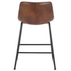 Sgabello da bancone con struttura in ferro, seduta e poggiapiedi in pelle, altezza fissa 61 cm, seduta 47 cm L × 36,1 cm P