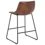 Sgabello da bancone con struttura in ferro, seduta e poggiapiedi in pelle, altezza fissa 61 cm, seduta 47 cm L × 36,1 cm P