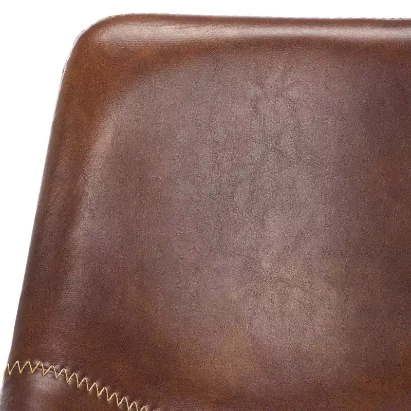 Sgabello da bancone con struttura in ferro, seduta e poggiapiedi in pelle, altezza fissa 61 cm, seduta 47L x 36P cm