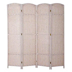 Round Top Woven Room Divider – Foldable Partition Screen for Home and Office