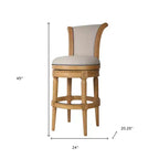 Sgabello da bar girevole beige con struttura in legno massello e altezza seduta di 76,2 cm