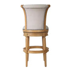 Sgabello da bar girevole beige con struttura in legno massello e altezza seduta di 76,2 cm