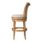Sgabello da bar girevole beige con struttura in legno massello e altezza seduta di 76,2 cm
